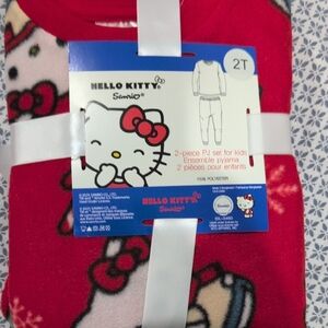 Hello Kitty Red and White Christmas Holiday Fleece Kids Pajama Set 2T